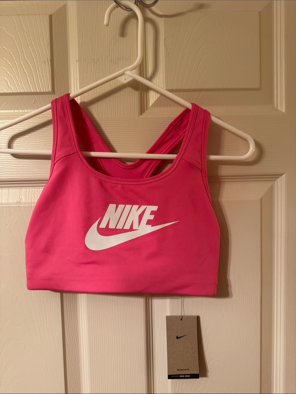 Nike Hot Pink Sports Bra with White Logo size M